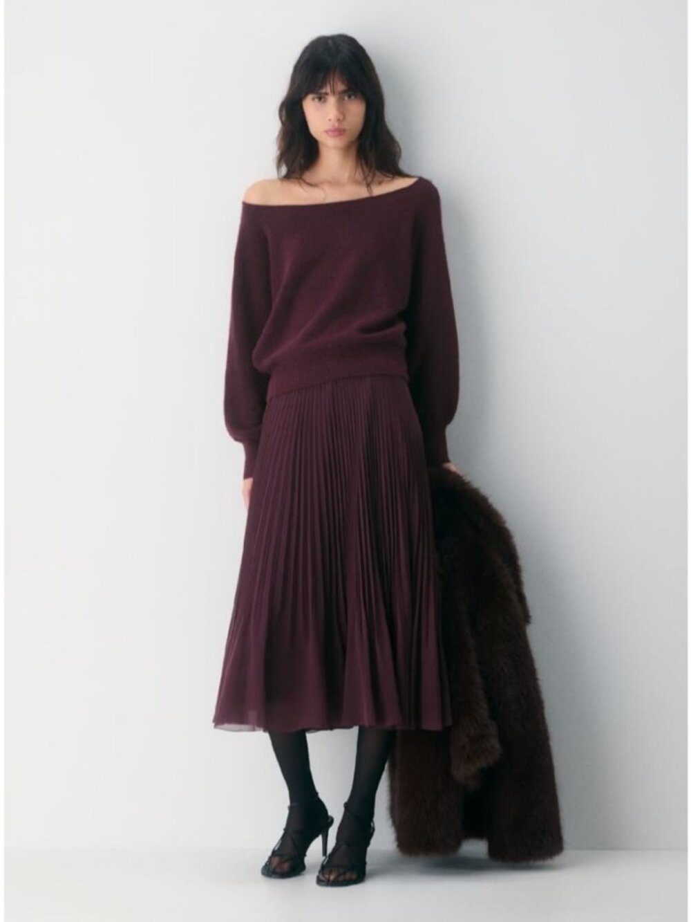 Aritzia Wilfred Sweater Women's Small Burgundy Knit Wool & Cashmere Blend NWT